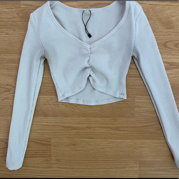 garage cinched long sleeve top - Picture 1 of 3
